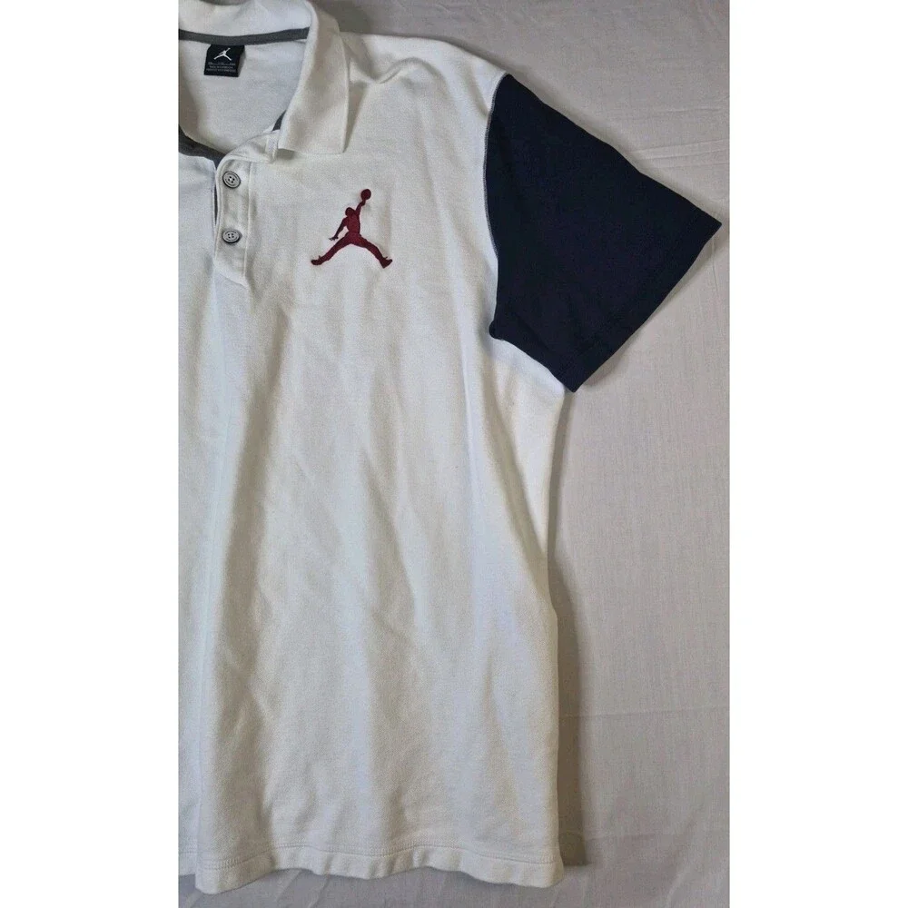 Jordan Shirt Men's Size 2XL White Polo Jumbo Jumpman Colorblock Nike Air